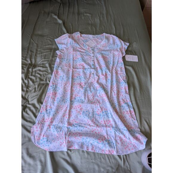 NWT Eileen West RADIANT FLORAL COTTON KNIT NIGHTSHIRT - RADIANT FLORAL size S - Picture 1 of 6